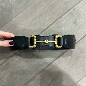 Gucci Black Leather Belt with Horsebit